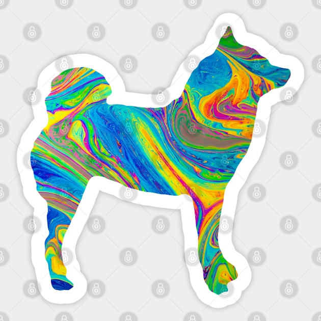 Lilly the Shiba Inu Silhouette - Colourful Bubble on White Sticker by shibalilly
